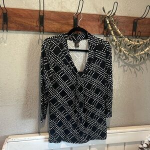 LOFT Black and White Polka Dot Blouse